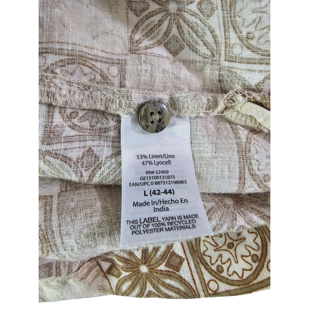 George Linen Blend Button Shirt Men's Large Summer Party Barbecue Tropical‎ - Picture 4 of 6